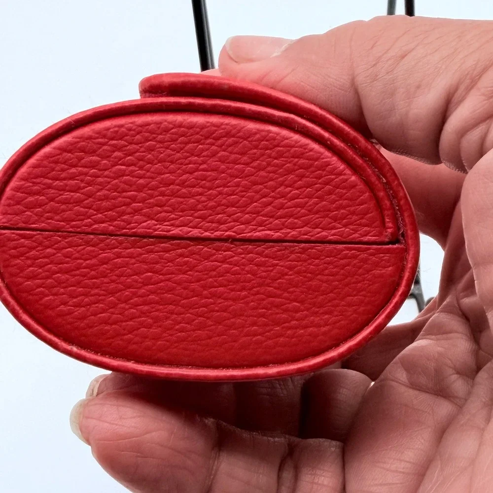 Red Faux Leather Jewely Roll Hard Shell Travel Organizer Case Velvet Interior